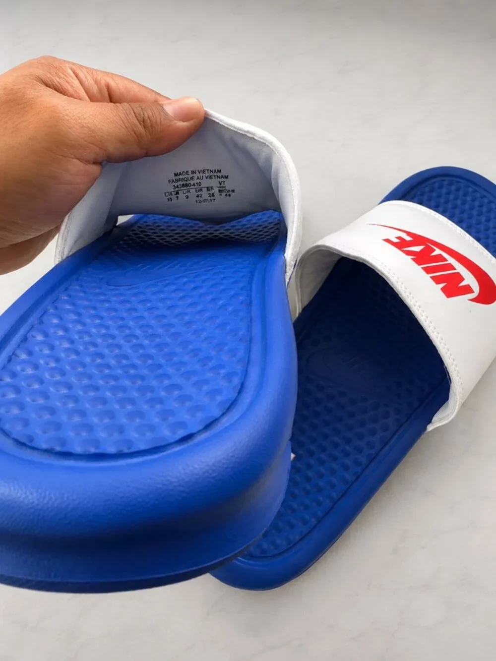 Nike Benassi JDI Men's Slide Sandals Game Royal White University Red New Box